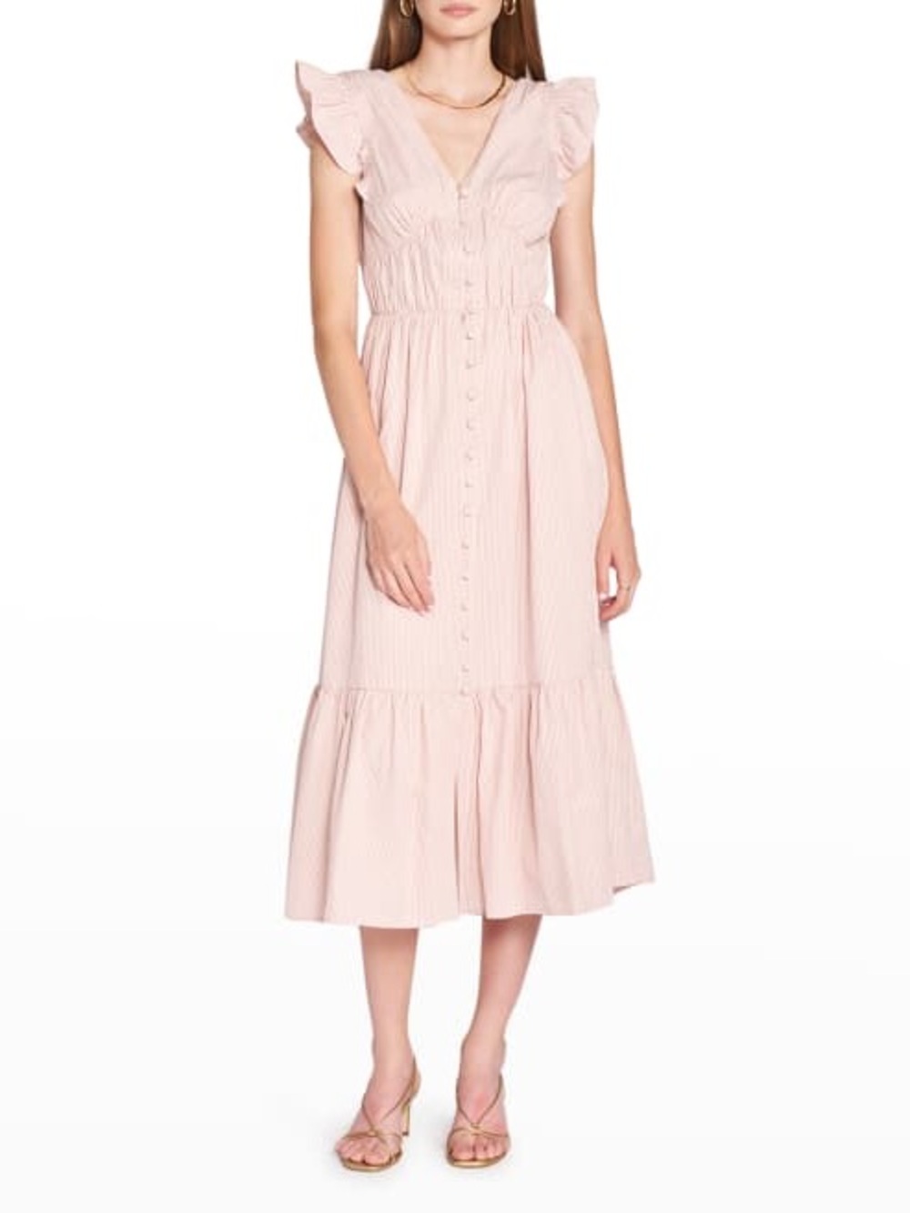 EN SAISON
Ida V-Neck Button-Front Midi Dress